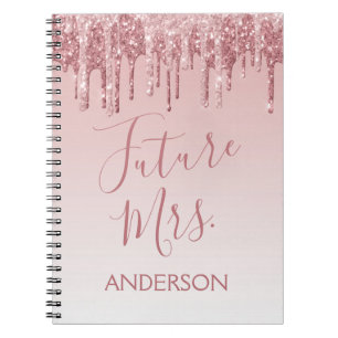 Future Mrs Rose Gold Blush Pink Sparkle Glitzer Notizblock