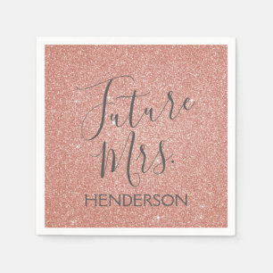 Future Mrs Rose Gold Blush Pink Sparkle Glitzer Serviette