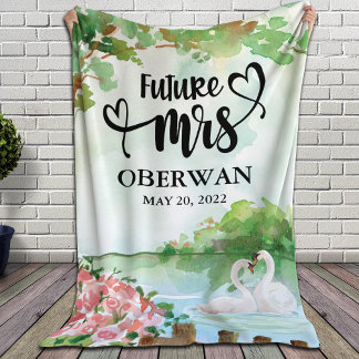 Future Mrs. Script Modern Name Brautparty Gift Fleecedecke