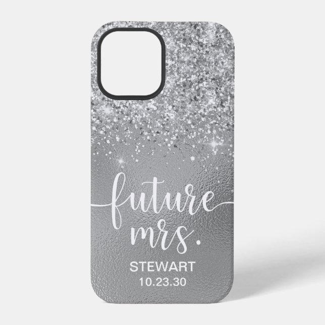 Future Mrs Silver Glitter Case-Mate iPhone Hülle (Rückseite)