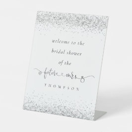 Future Mrs Silver Glitzer Welcome Brautparty Sockelschild