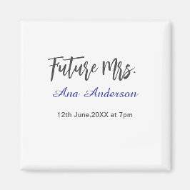 Future mrs surname bride to be purple gray name da magnet