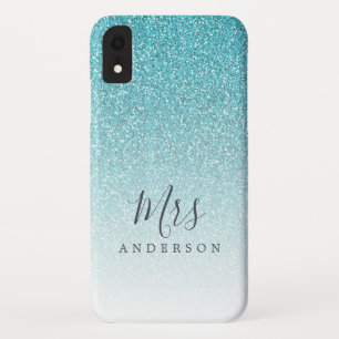 Future Mrs Tropical Blue Glitzer Chic Script Bride Case-Mate iPhone Hülle