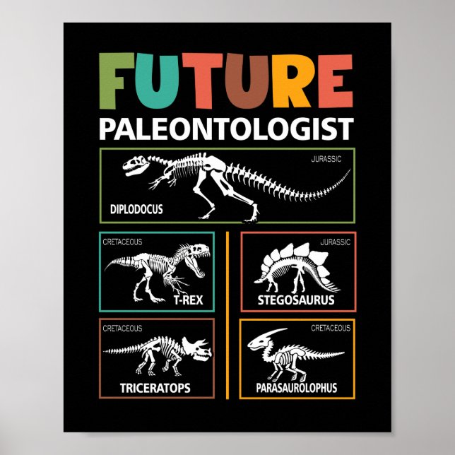 Future Paleontologist Dinosaur Fossil Paleontology Poster (Vorne)