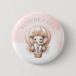 Future Papa Baby Shower Peach Elephant Button