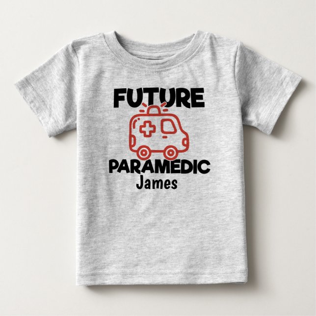 Future Paramedic Personalisiert Ambulance Baby T-shirt (Vorderseite)