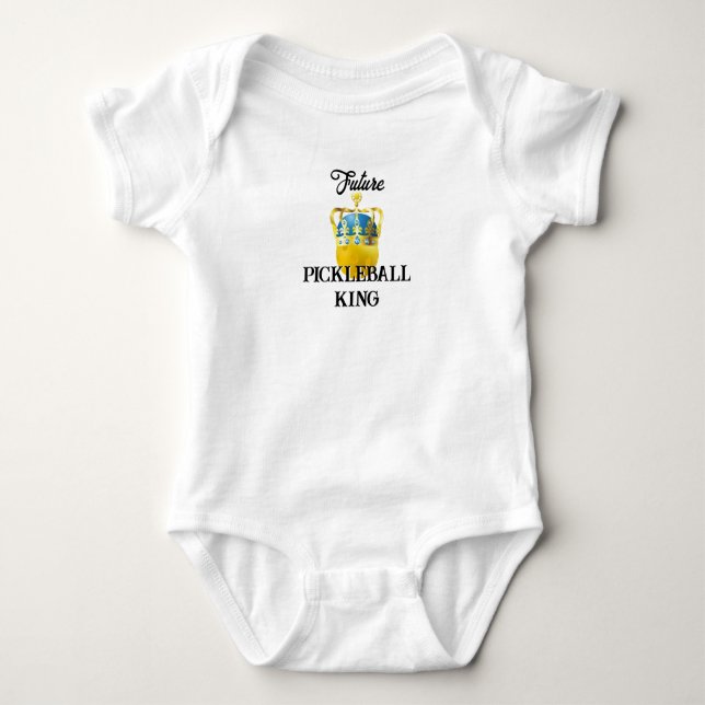 Future Pickleball King Baby Yellow Ball in Crown Baby Strampler (Vorderseite)