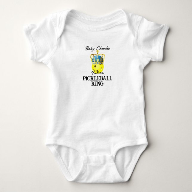 Future Pickleball King Yellow Baby Personalisiert Baby Strampler (Vorderseite)