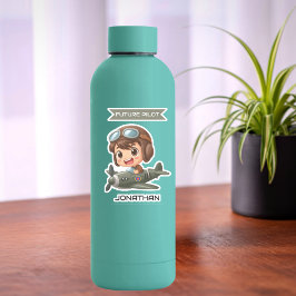 Future Pilot Boy Vintage Airplane Personalized Aufkleber