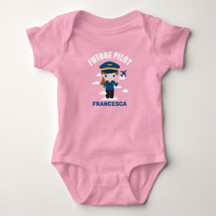 Future Pilot Girl Character Baby Bodysuit Strampler