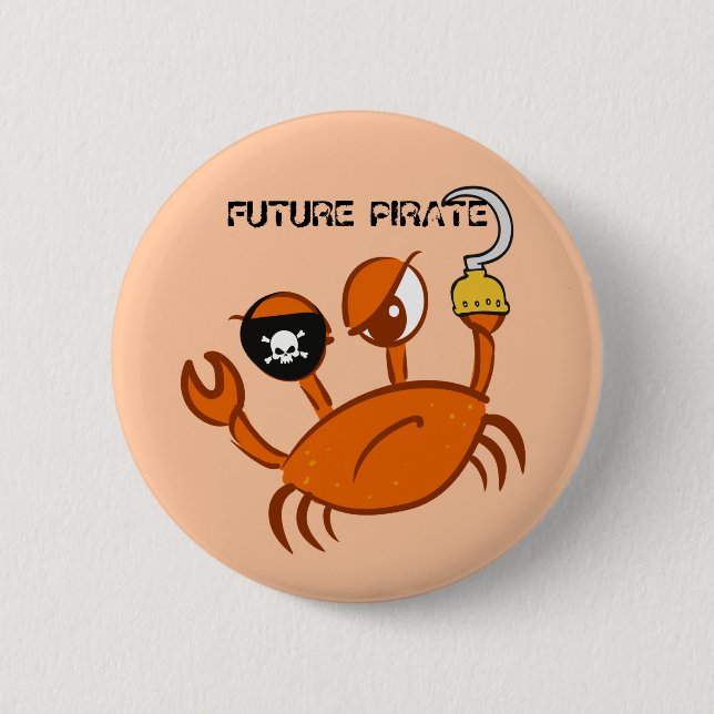 Future Pirate Niedlich Crab Personalisiert Pirates Button (Vorderseite)