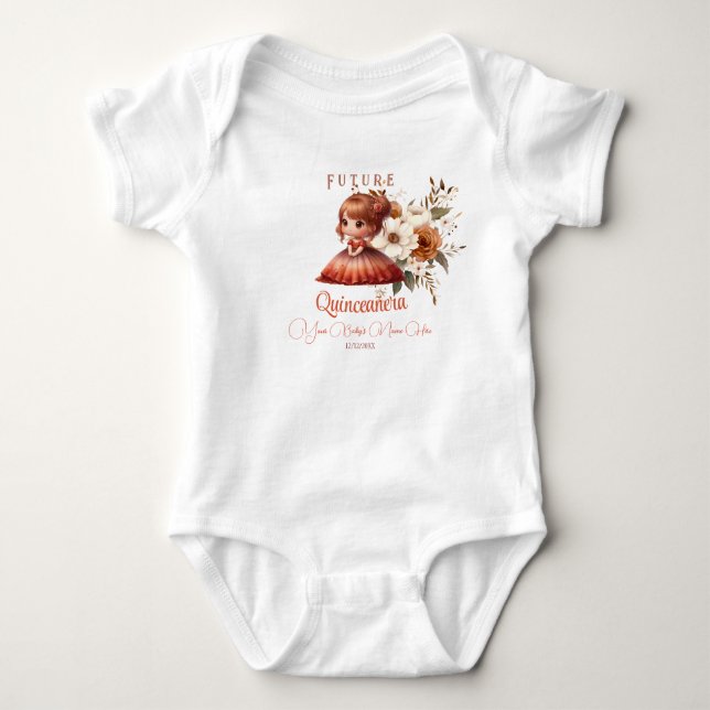 Future Quinceañera Baby Outfit - Champagne Boho Baby Strampler (Vorderseite)