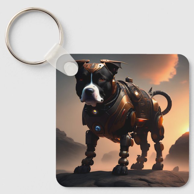 Future Robot Staffordshire Bull Terrier, Keyring Schlüsselanhänger (Vorderseite)