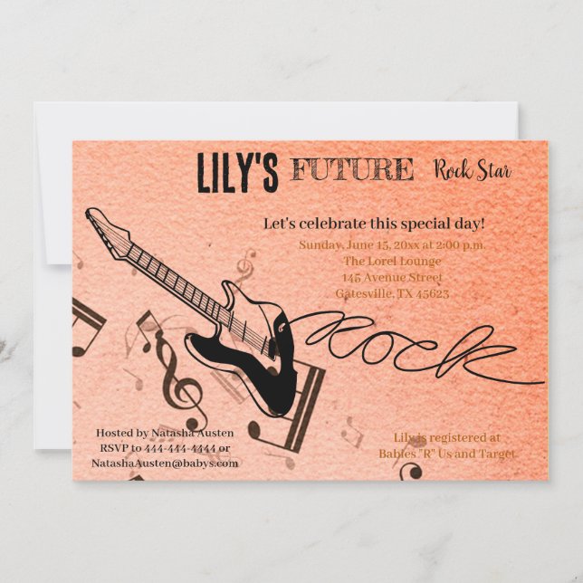 Future Rock Star Baby Shower Einladung (Vorderseite)