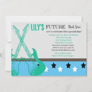 Future Rocker Baby Shower Seagreen Einladung