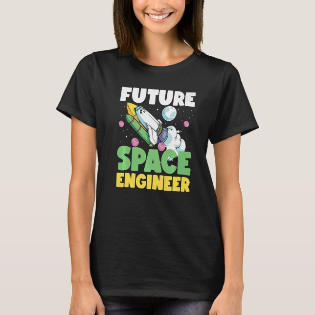 Future Space Engineer Rocket In Galaxy T-Shirt (Vorderseite)
