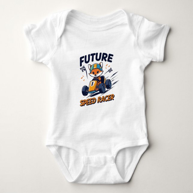 Future Speed Racer Niedlich Go-Kart & Baby Fox Rac Baby Strampler (Vorderseite)
