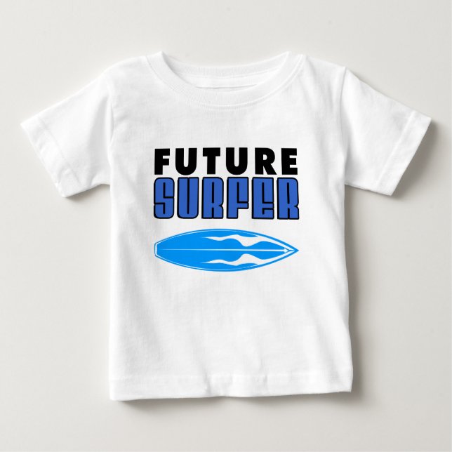 Future Surfer Blue Surf Board Baby T-shirt (Vorderseite)