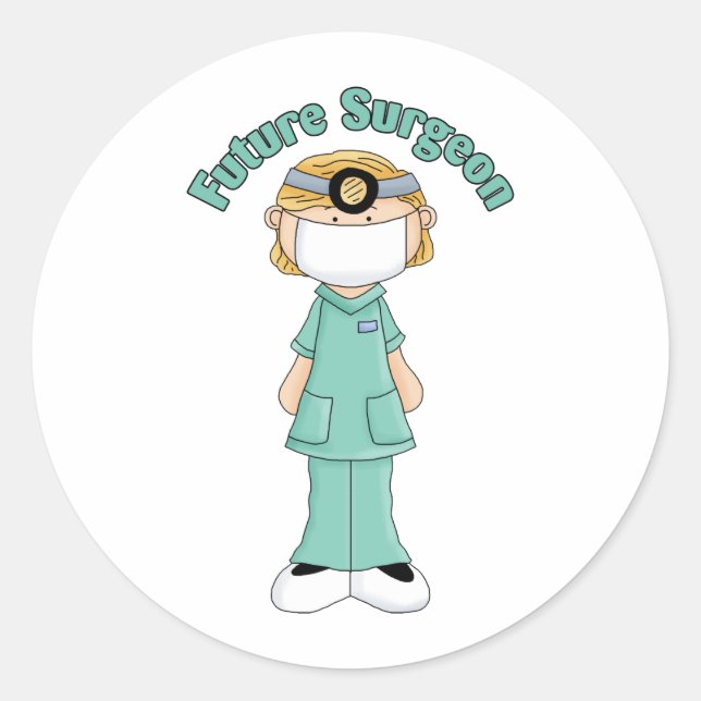 Future Surgeon Little Girl Runder Aufkleber (Vorderseite)