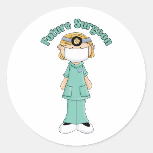 Future Surgeon Little Girl Runder Aufkleber