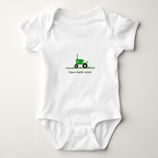 "Future Traktor Driver" Baby Green Traktor Baby Strampler (Vorderseite)