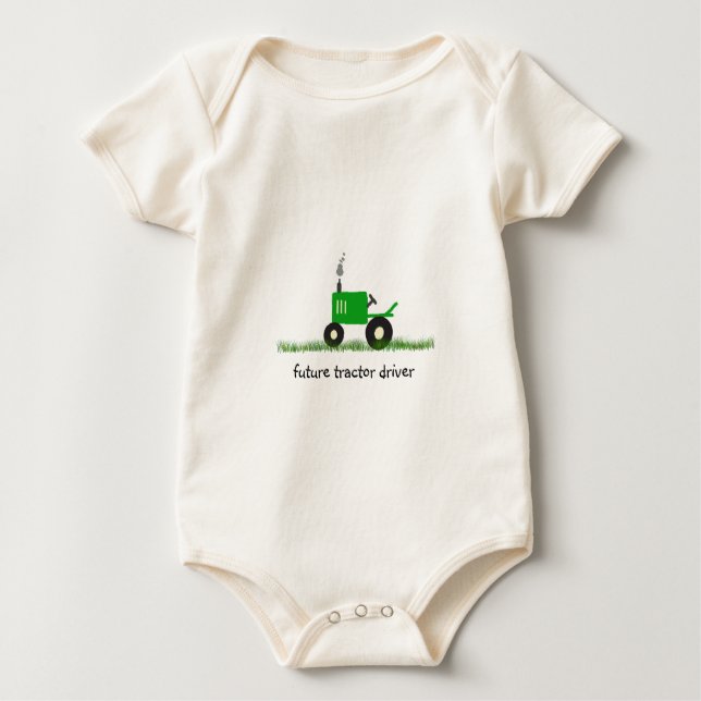 "Future Traktor Driver" Baby Green Traktor Baby Strampler (Vorderseite)
