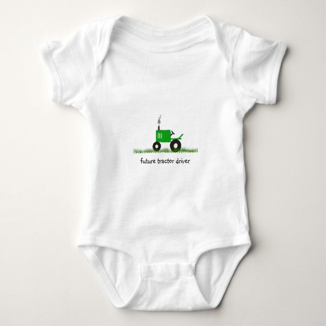 "Future Traktor Driver" Baby Green Traktor Strampler (Vorderseite)