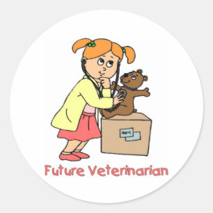 Future Vet - Kleines Mädchen Runder Aufkleber