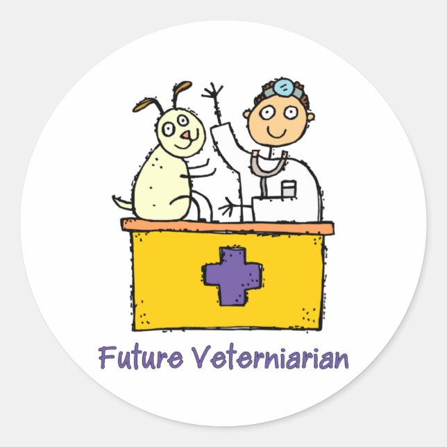 Future Veterinarian - Boy Runder Aufkleber (Vorderseite)