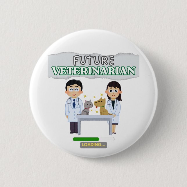 Future Veterinarian Loading – Vet Student Design Button (Vorderseite)