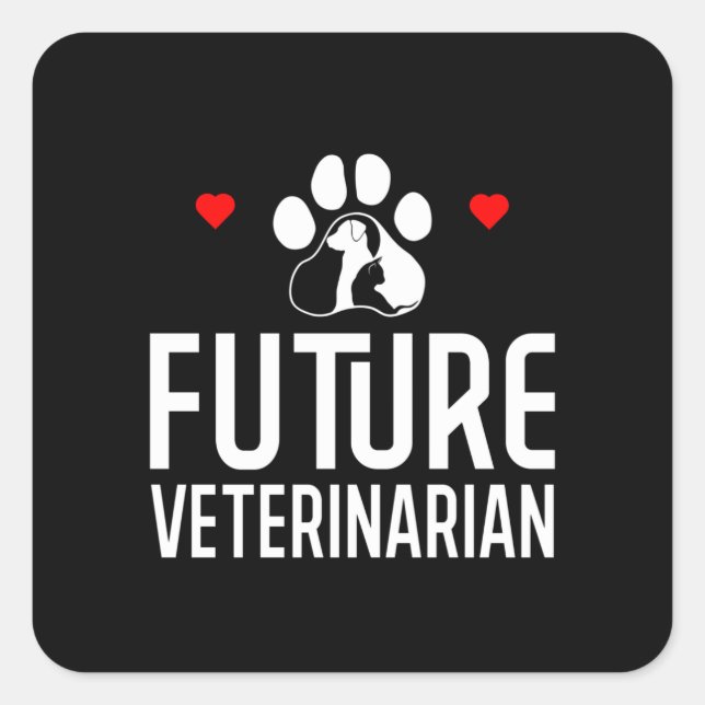 Future Veterinarian Quadratischer Aufkleber (Vorderseite)