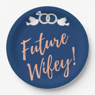Future Wifey Love Birds sur assiette en papier ble