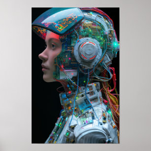 Futuriste Femme Cyborg Body - Poster d'art Sci-Fi