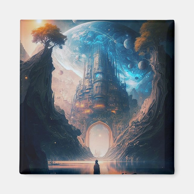Futuriste Imaginaire Château Magnet paysage (Devant)