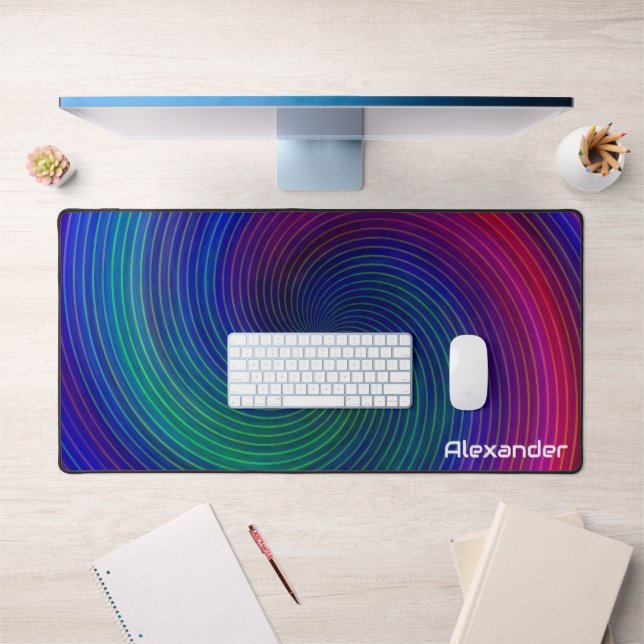 Futuriste Sci Fi Neon Swirls Nom Personnalisé Jeu (Bureau 1)