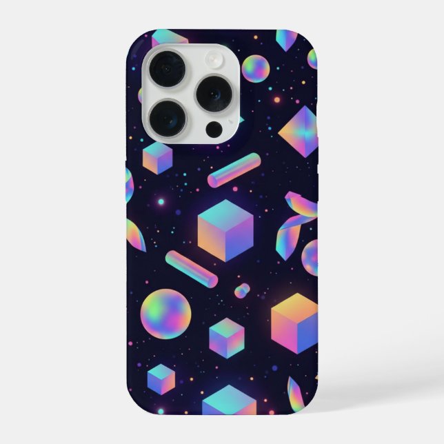 Futuristic 3D Holographic Geometric Phone Case iPhone 15 Pro Hülle (Rückseite)
