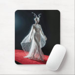 Futuristic Alien Model In Cobweb Gown Mousepad<br><div class="desc">A sleek,  metallic alien figure walks down a red carpet,  its glistening attire illuminated by the lights,  evoking a sci-fi or fantasy setting</div>