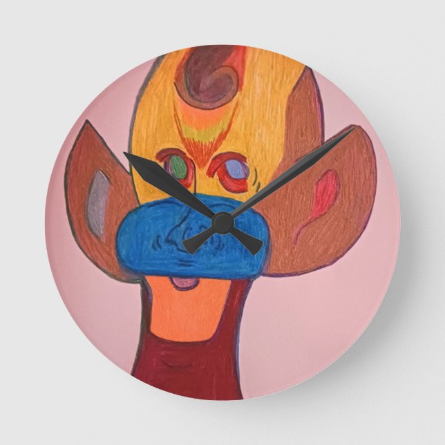 Futuristic Animal Art Wall Clock Runde Wanduhr (Vorderseite)