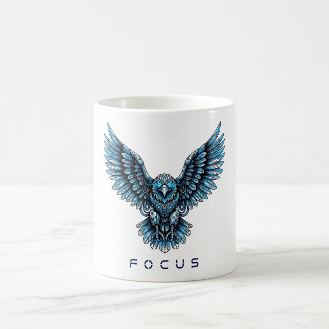 Futuristic Blue Eagle Kaffeetasse (Mittel)