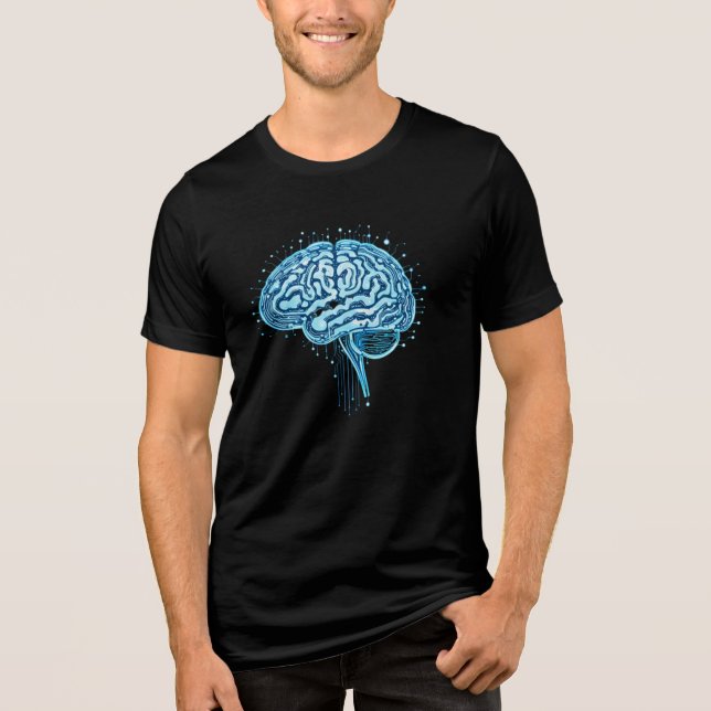 "Futuristic Circuit Brain – Minimalist Tech & AI T Tri-Blend Shirt (Vorderseite)