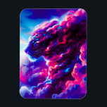 Futuristic Cosmic Neon Leopard Magnet<br><div class="desc">A powerful cosmic leopard emerging from vibrant clouds of neon pink, electric blue, and deep violet.</div>