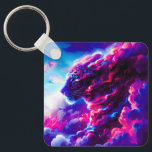 Futuristic Cosmic Neon Leopard  Schlüsselanhänger<br><div class="desc">A powerful cosmic leopard emerging from vibrant clouds of neon pink,  electric blue,  and deep violet.</div>