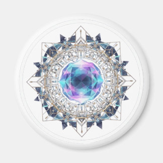 Futuristic Crystal Mandala – Geometric Tech Art Magnet