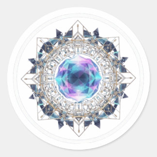 Futuristic Crystal Mandala – Geometric Tech Art Runder Aufkleber