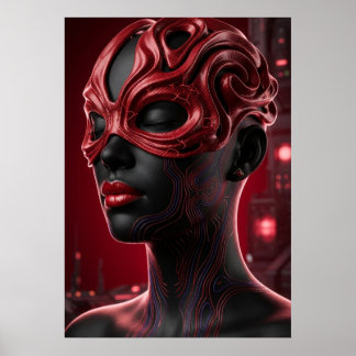 Futuristic Cybernetic Woman Portrait Poster