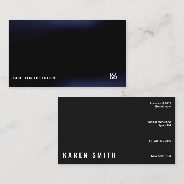 Futuristic Dark Tech Startup Business Card Visitenkarte (Vorne/Hinten)