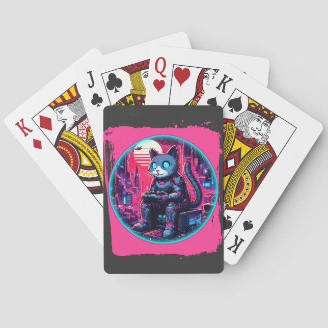 Futuristic Feline Tech Spielkarten (Rückseite)