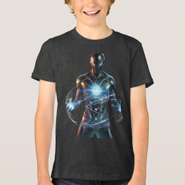 Futuristic Force Field Superheld Tri-Blend Shirt (Vorderseite)