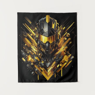 Futuristic Gold Armor - Abstrakte digitale Kunst Wandteppich