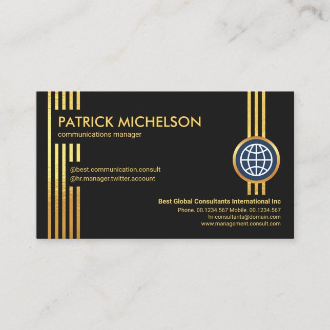 Futuristic Gold Lines Beruflicher CEO-Gründer Visitenkarte (Vorderseite)